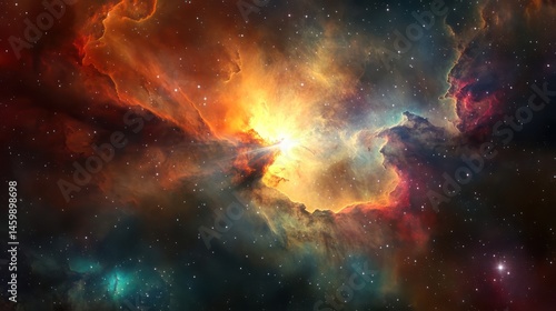 A supermassive celestial light burst illuminating vast cosmic dust clouds
