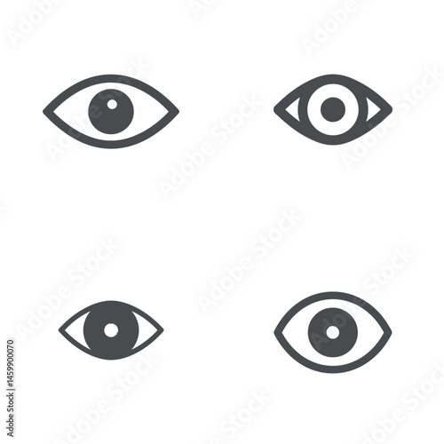 Eye icon sheet, vector icons, simple shapes