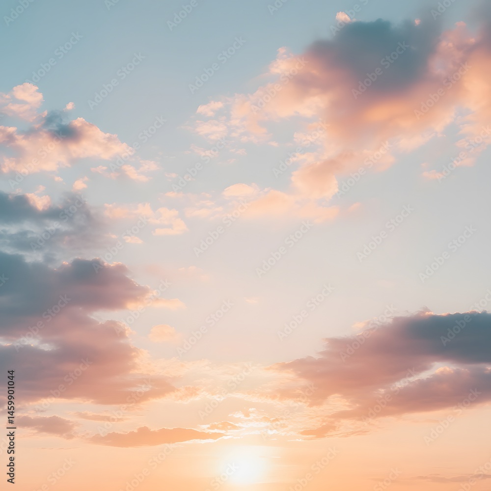 Fototapeta premium Beautiful Pastel Sunset Sky with Cloudscape Photography