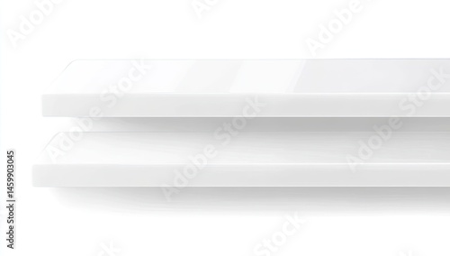 Wallpaper Mural Two white shelves,  simple and minimalist design,  horizontal arrangement,  clean lines,  modern aesthetic,  ideal for display,  empty spaces for items Torontodigital.ca