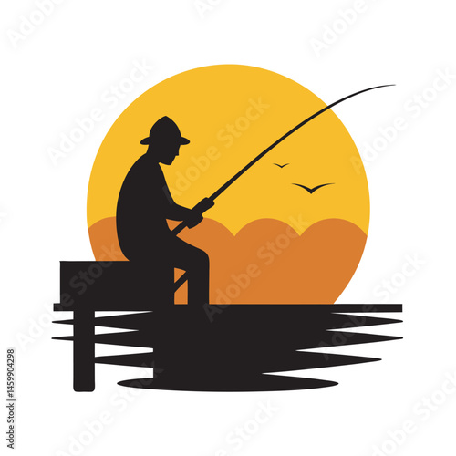Fishing Dock Peace Under Golden Sunset