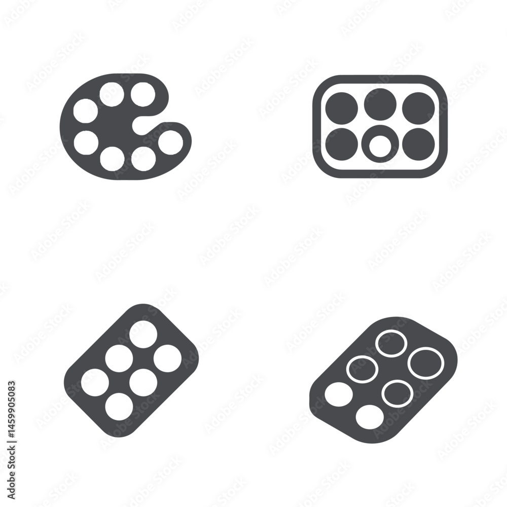 Palette icon sheet, vector icons, simple shapes Palette icon sheet, vector icons, simple shapes