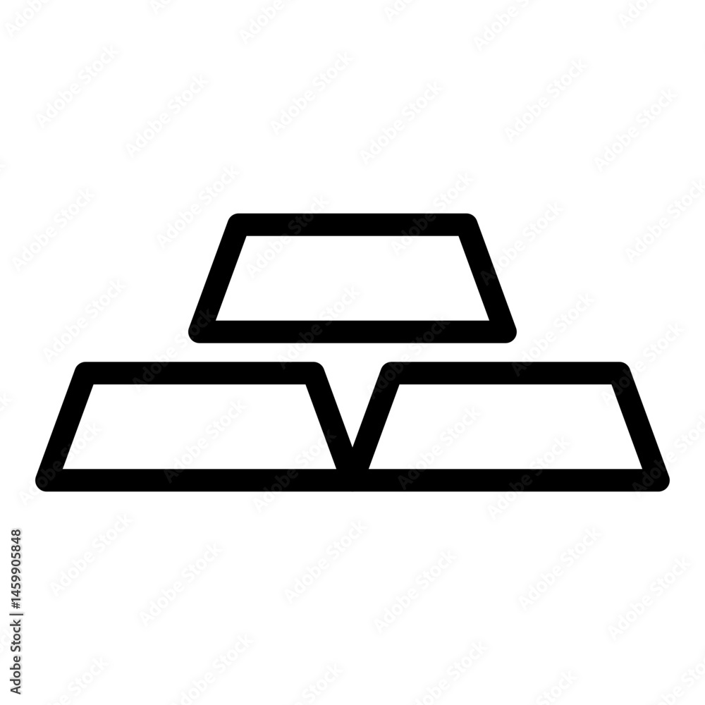 Gold Ingot Vector Line Icon Design Gold Ingot Vector Line Icon Design