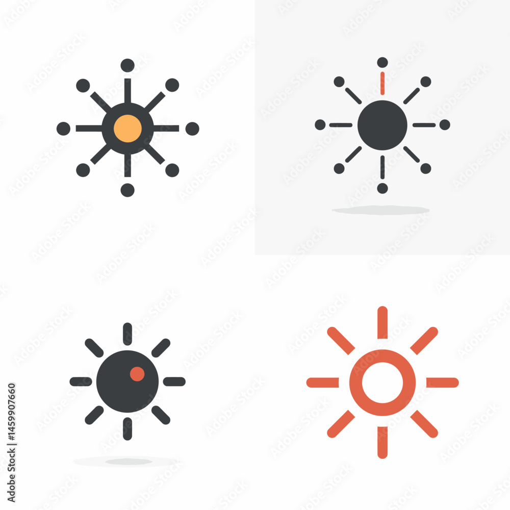 Sun icon sheet, vector icons, simple shapes Sun icon sheet, vector icons, simple shapes