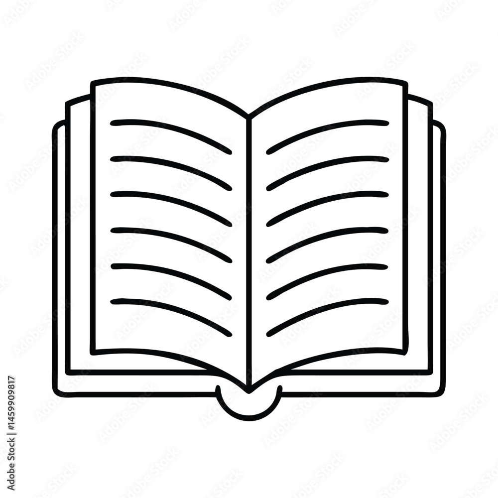 Open Book Line Art Icon – Minimal Black and White Reading Symbol Open Book Line Art Icon – Minimal Black and White Reading Symbol