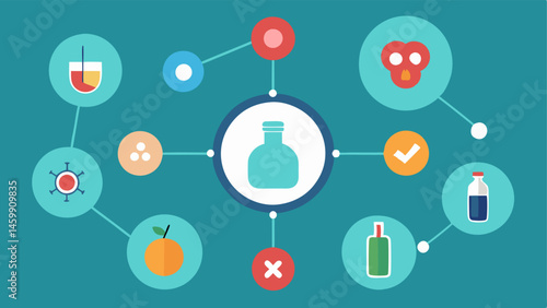 Ingredient Breakdown An infographic style illustration showing a list of common antiaging ingredients with corresponding nanoparticles reminiscent of a chemistry diagram.