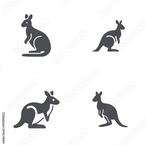 Wallaby icon sheet, vector icons, simple shapes