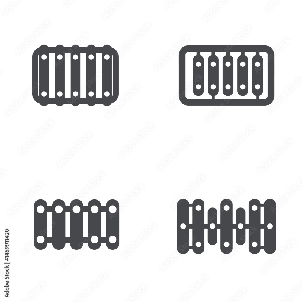 Xylophone icon sheet, vector icons, simple shapes Xylophone icon sheet, vector icons, simple shapes