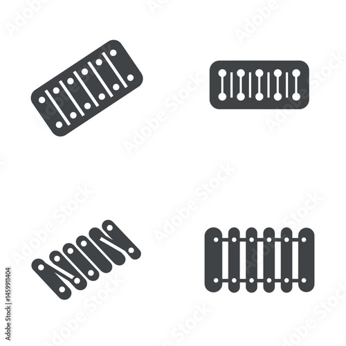 Xylophone icon sheet, vector icons, simple shapes
