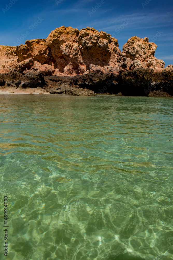 Oman, Middle East, 03-10-2025: the crystal clear waters of Daymaniyat Islands (Ad Dimaniyat), a pristine nature reserve and protected area in the Gulf of Oman, home of sea turtles and migratory birds
