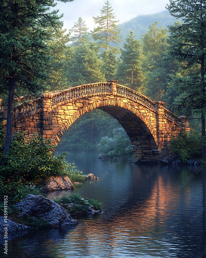 Fototapeta premium Tranquil scene with bridge and water high resolution image