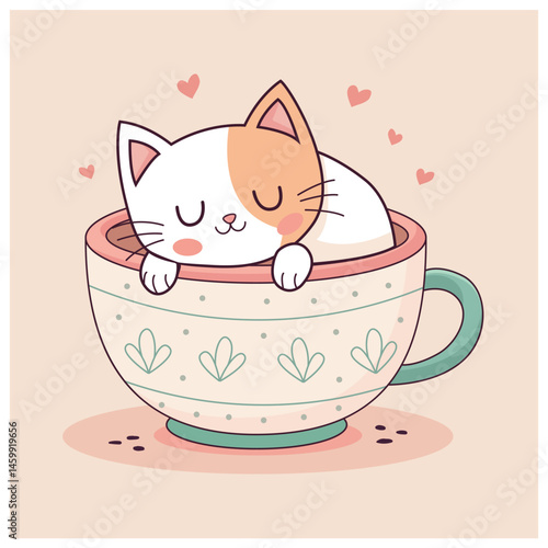 Cute Cat in Teacup – Adorable Pet and Cozy Moment