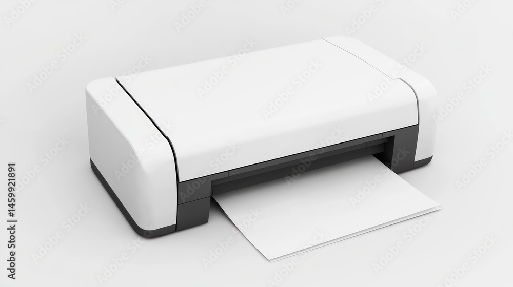 White Printer, Modern Design, Sleek Office Technology White Printer, Modern Design, Sleek Office Technology