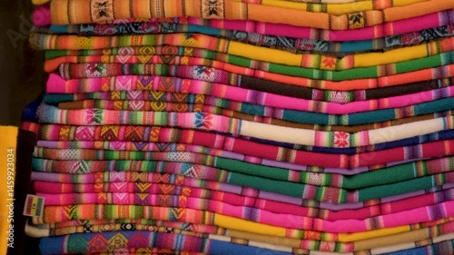 aymara textiles called aguayo of many colors for wallpaper and tourism in bolivia - concept of craftsmanship