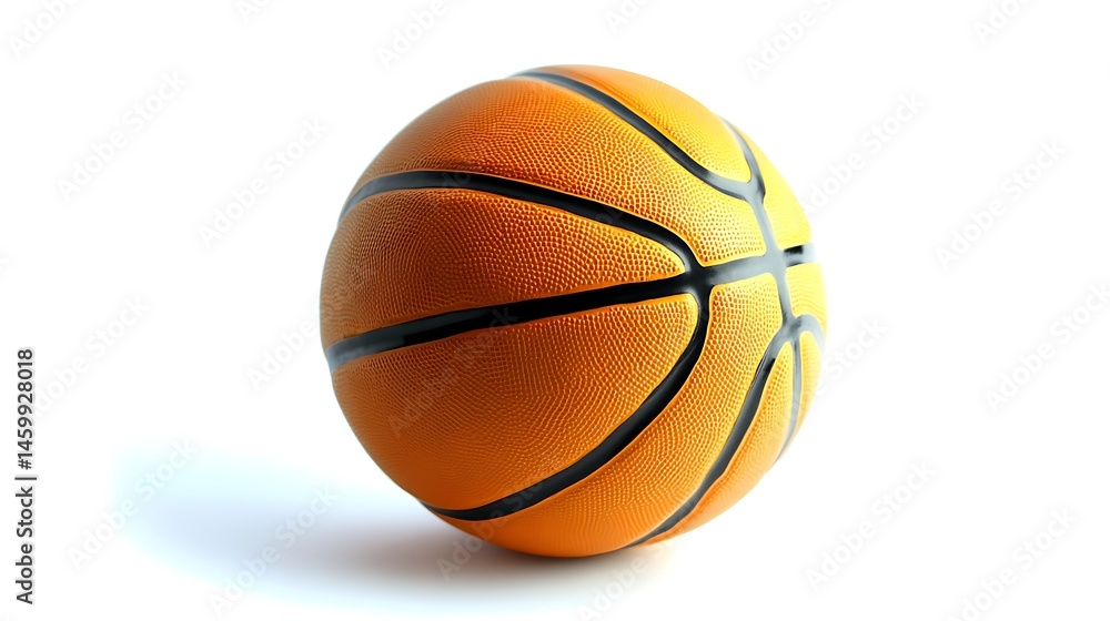 Fototapeta premium Isolated basketball on a white background with black lines and orange hue