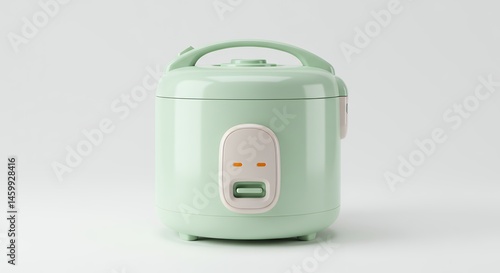Modern pastel green rice cooker isolated on white background
