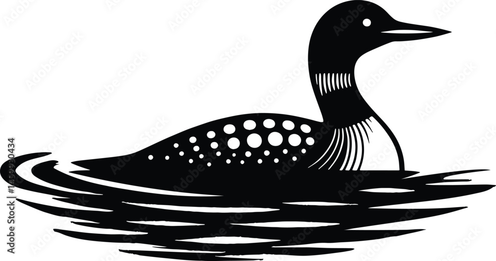 Obraz premium Loon bird silhouette on water