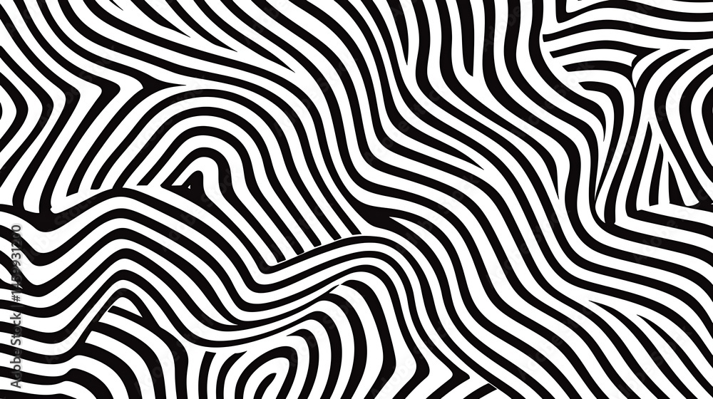 Abstract Black And White Geometric Pattern With Interlocking Wave Lines Abstract Black And White Geometric Pattern With Interlocking Wave Lines