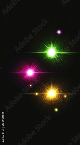 Wallpaper Mural Colorful light flares on black background Torontodigital.ca