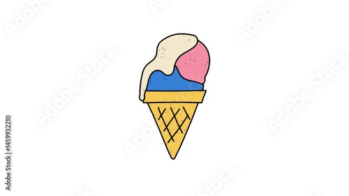 Melting Cartoon Ice Cream Animation on White Screen for Video Effects | Overlay Vedio Clip