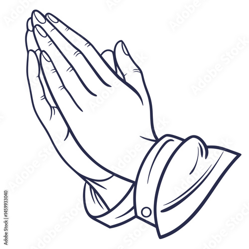 Outlined Praying Hands Emoji in Classic Pose
