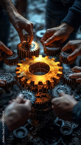 Team Collaboration Hands Interlocking Gears