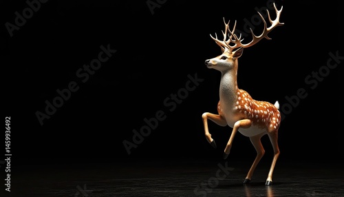 Deer figurine on dark background