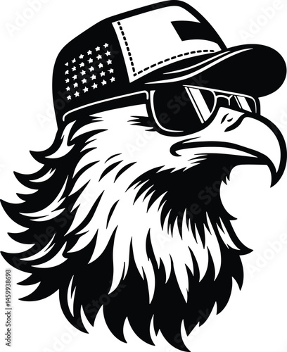 Cool Bald Eagle with Sunglasses and mullet trucker Cap