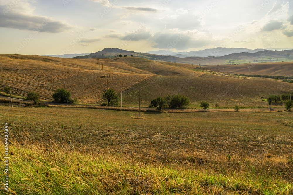 Fototapeta premium sunset over the Val d'Agri hills, Basilicata