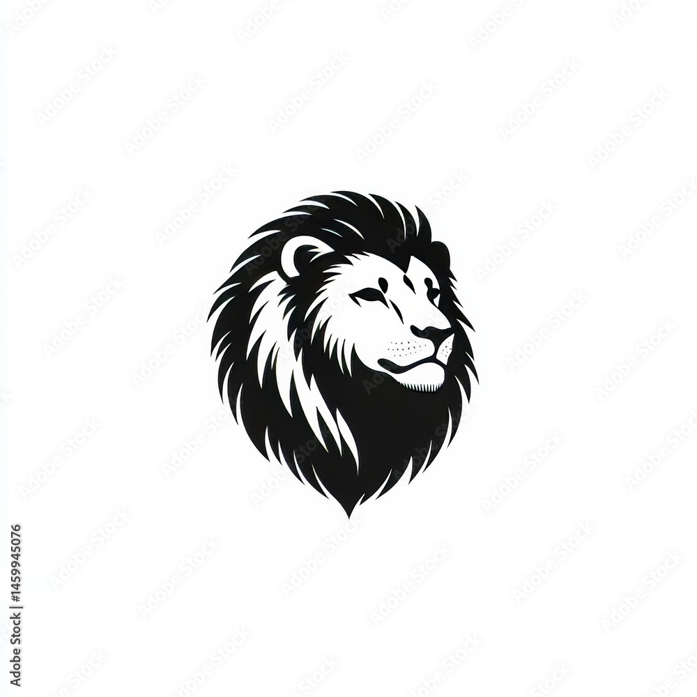 Fototapeta premium Image of a lion from the side with a modern drawing style and black outline logo