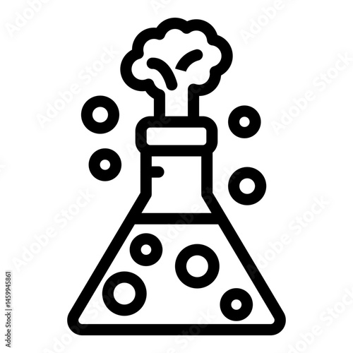 Chemical Reaction Vector Line Icon Design
