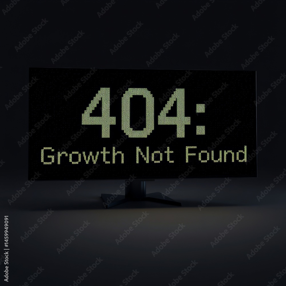 Computer error display. Dark computer monitor showing