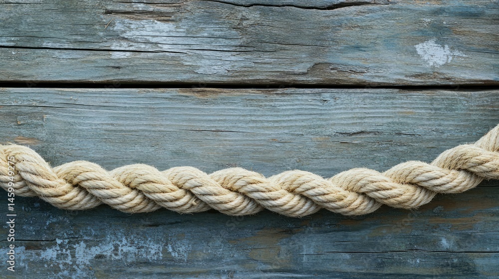 Fototapeta premium Rope on Weathered Wooden Planks