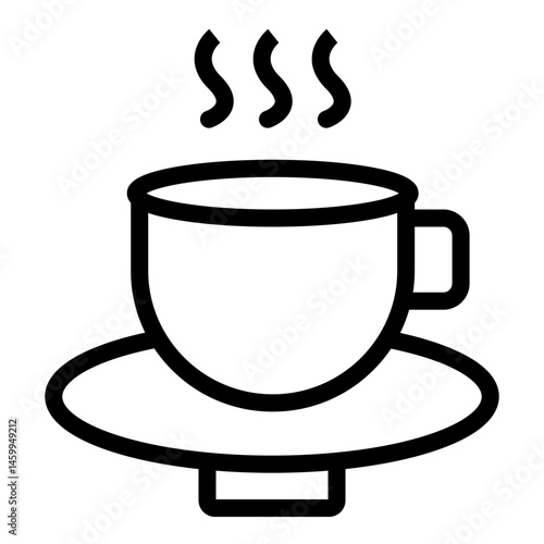 Chinese Tea Cup Vector Line Icon Design