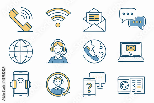 Customer support communication methods illustration with phone email and online chat