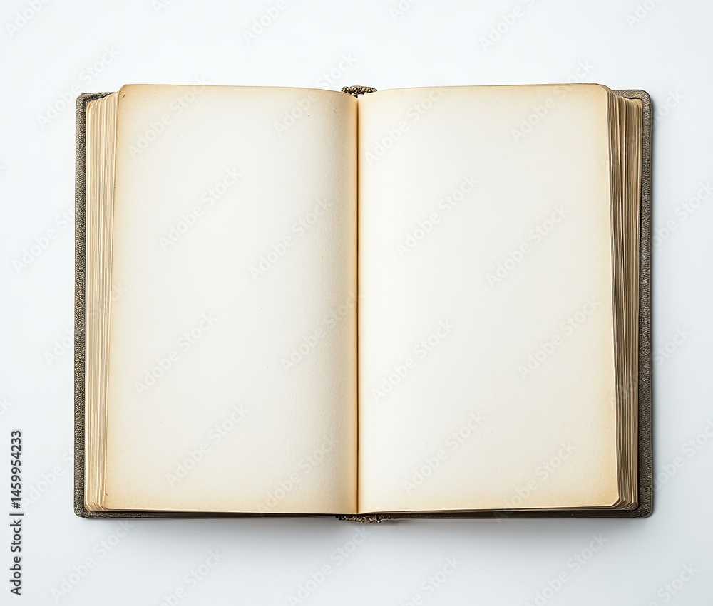 Open antique book, blank pages Open antique book, blank pages