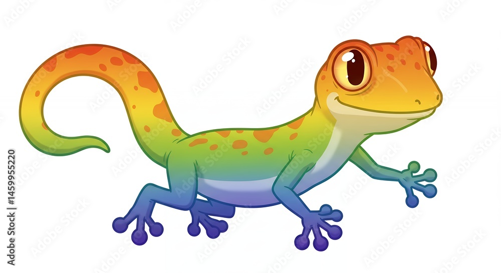 Naklejka premium Cartoon colorful lizard illustration