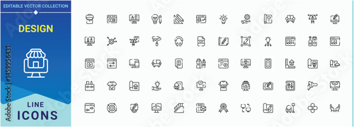 Set of Design line icon. Contains related to sketching, drawing, painting, art, idea, paint and more. Minimal thin line web icons set. Designer line icon set. Pictogram and infographic.