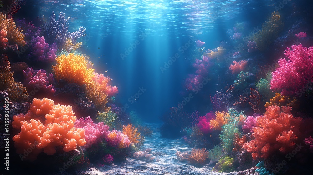 Fototapeta premium Vivid coral fish ocean scene high resolution hd image
