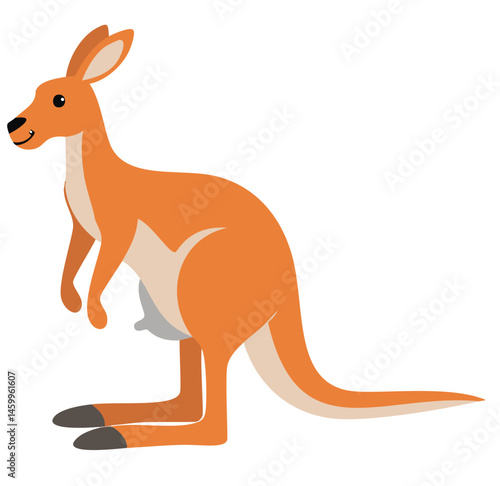 Jumping Kangaroo with Baby in Pouch Vector