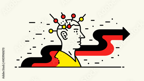 Mind under Pressure: An abstract illustration depicting a human head with numerous pins poking out, symbolic of stress and mental overload.