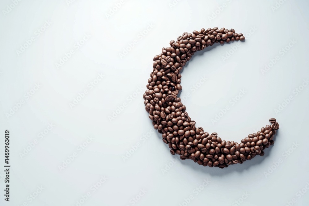 Obraz premium Coffee beans shaped like a crescent moon