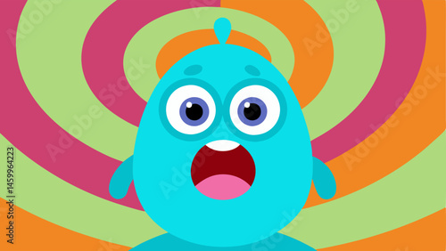 Silly Shock A character with oversized bulging eyes and a dropped jaw expressing comical disbelief. The eyebrows are arched high and the are flushed pink. The background features