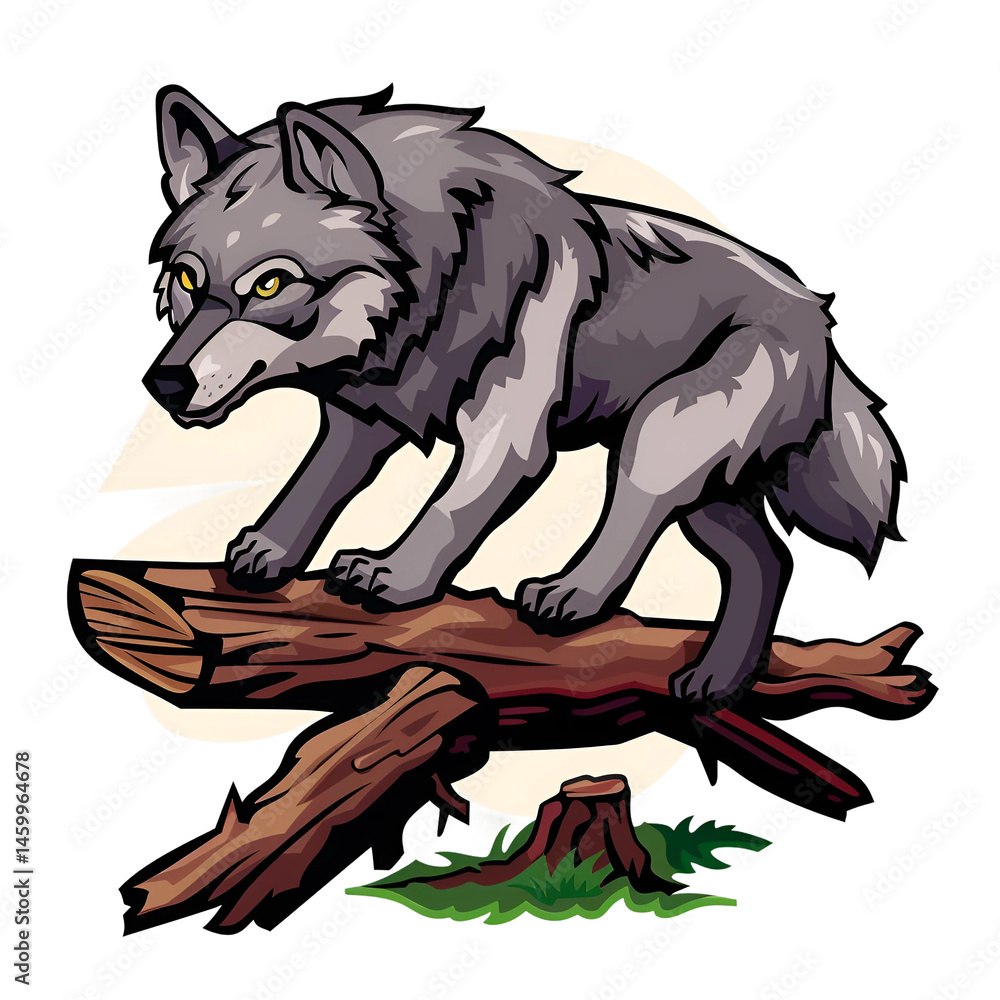 Fototapeta premium Cartoon fox jumping in water splash isolated on transparent background