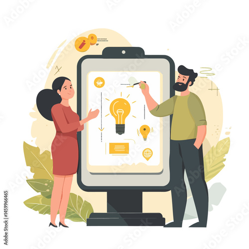 The team struggled to brainstorm the presentation, and employees were unable to meet the deadline, as represented by a modern illustration