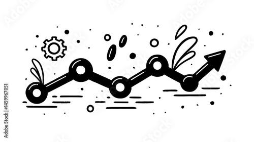 Growth Curve Illustration: A minimalist illustration showcases a rising graph, symbolizing progress and development, ideal for representing business concepts or personal advancement.