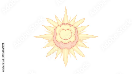 A brain is silhouetted by a simple sun rising, signifying a new beginning, set against a smooth yellow backdrop