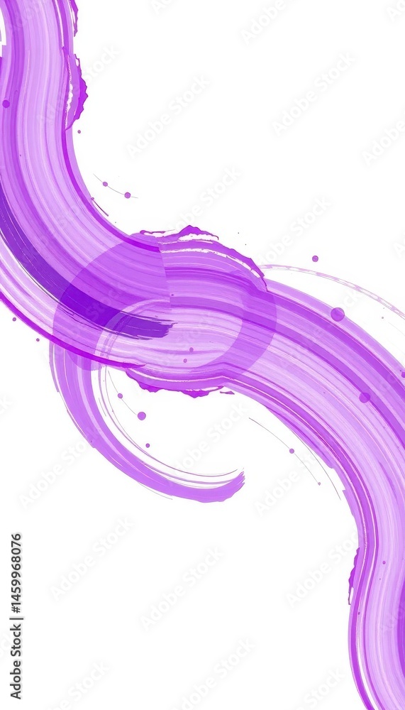 Fototapeta premium Abstract swirling purple brush strokes on white background, vibrant and textured, watercolor, energy, dynamic
