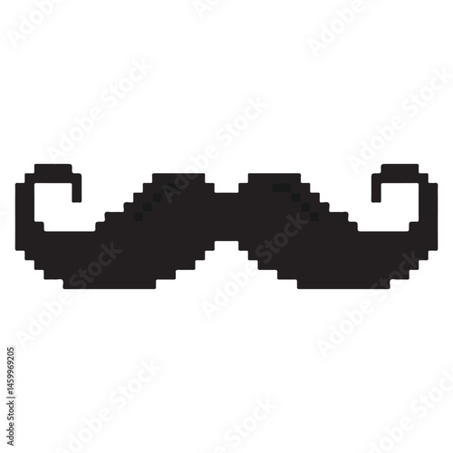 Pixel Moustache, Moustache Cartoon Pixel Clipart, Black Moustache Pixel Art Vector Icon, Retro Design