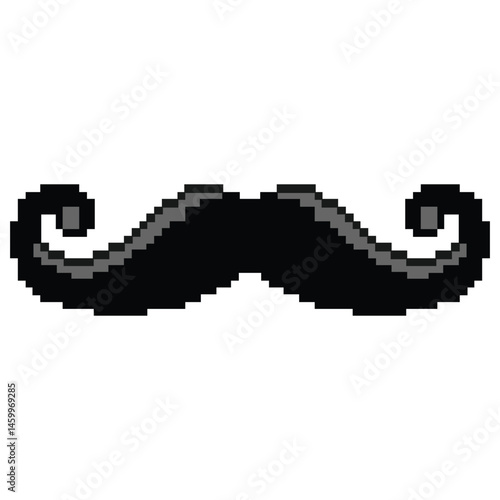 Pixel Moustache, Moustache Cartoon Pixel Clipart, Black Moustache Pixel Art Vector Icon, Retro Design
